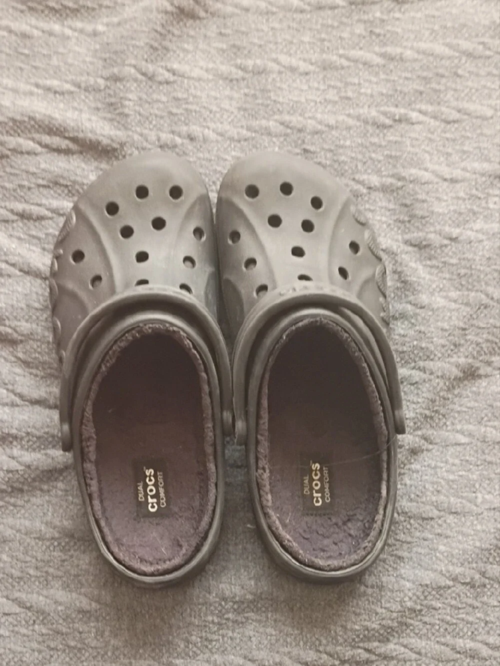 CROCS Kids Classic Lined Clogs in Gray With Fur